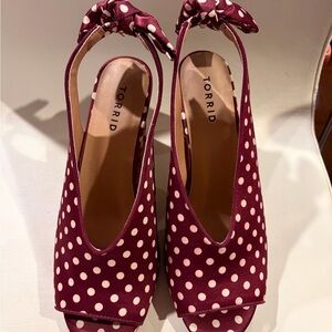 Torrid Burgundy Polka Dot Slingback Heels
